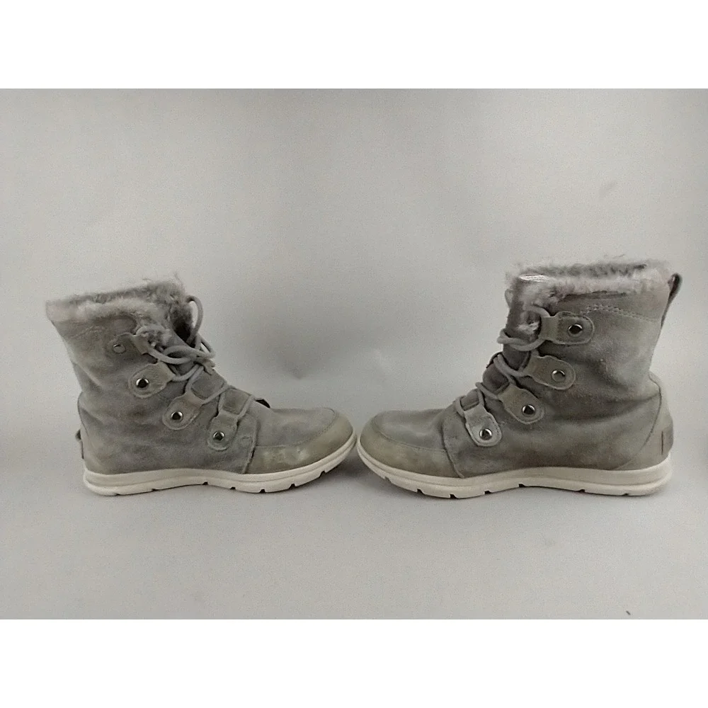 Sorel Explorer Joan Boots Womens 10 Gray Suede Shearling Lined NL3039-052 Winter